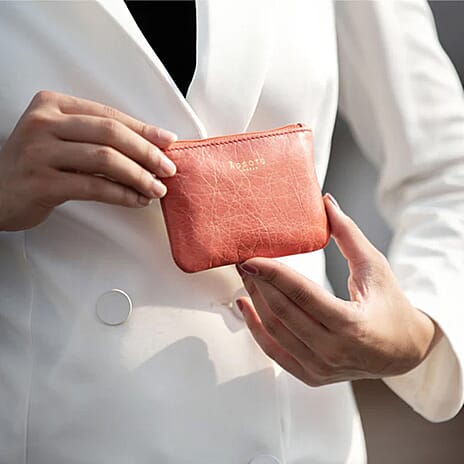 Assots 'Poppy' Handcrafted Genuine Leather Coin Pouch - Red