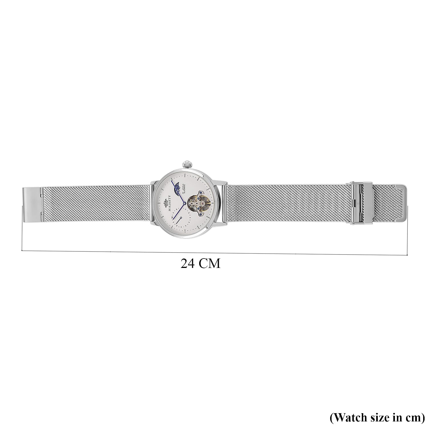 MAJESTY Multifunction LiaoCheng Automatic 3ATM WR White Dial - Silver Case Mens Watch with Silver Stainless Steel Mesh Strap