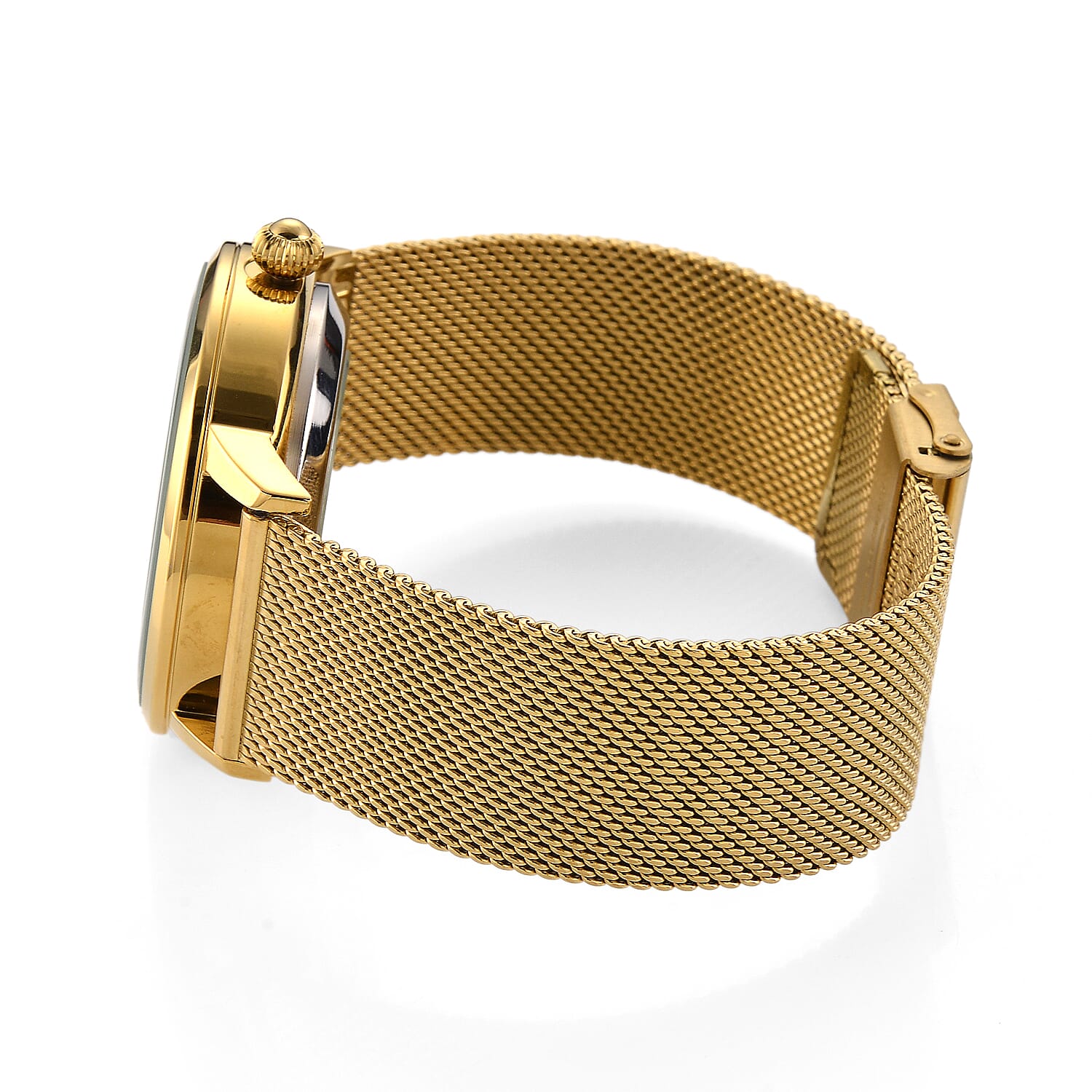 MAJESTY Multifunction LiaoCheng Automatic 3ATM WR Green Dial - Gold Case Mens Watch with Gold Stainless Steel Mesh Strap