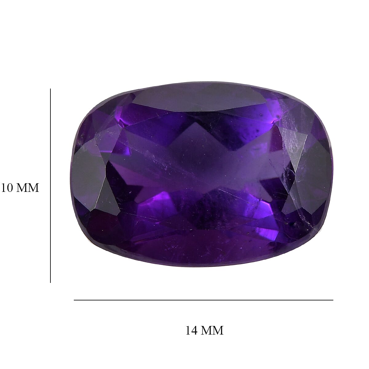 African Amethyst Cushion Cut 14X10 mm Gemstone, 5.77 Ct