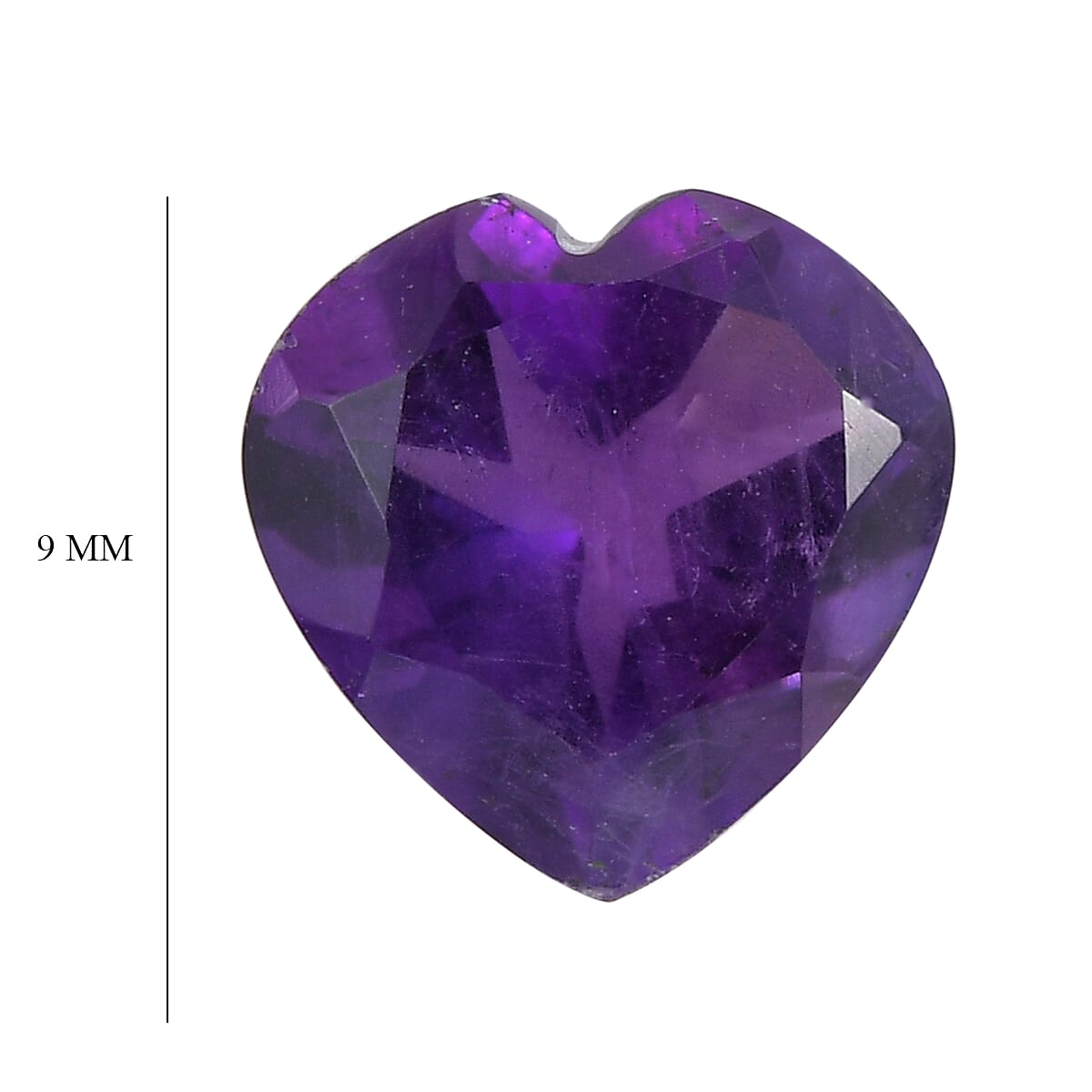 African Amethyst Heart 9 mm Gemstone, 2.15 Ct