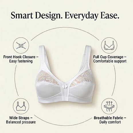 Marlon Full Cup Soft Front Fastening Brassiere (Size 34C) - White