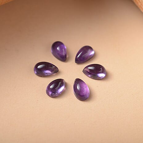 Set Of 6 African Amethyst Pear 5X3 mm Gemstone, 1.45 Ct