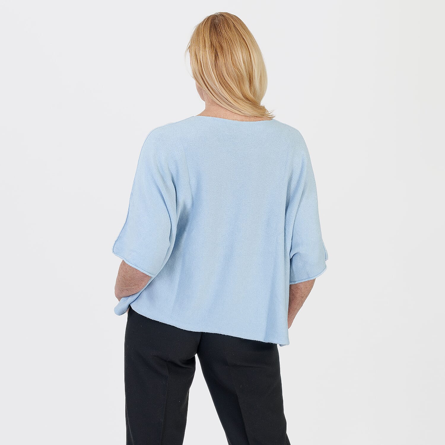 Pure And Natural Made in Italy Batwing Knitted Top (One Size, 10-20) - Light Blue