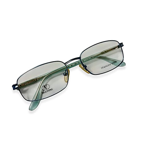 Valentino Blue Metal Rectangular Readers (Power 3.5)