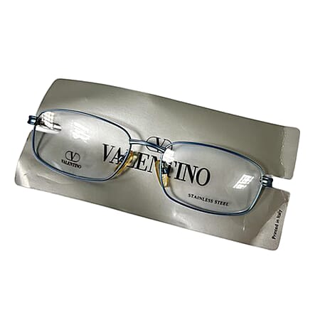 Valentino Blue Metal Rectangular Readers (Power 3.5)