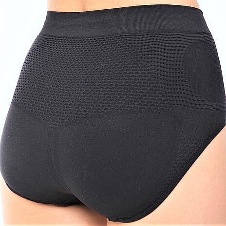 Exquisite Elegance Seamless High Waist Tummy Control Brief (Size M, 12 To 14) - Black