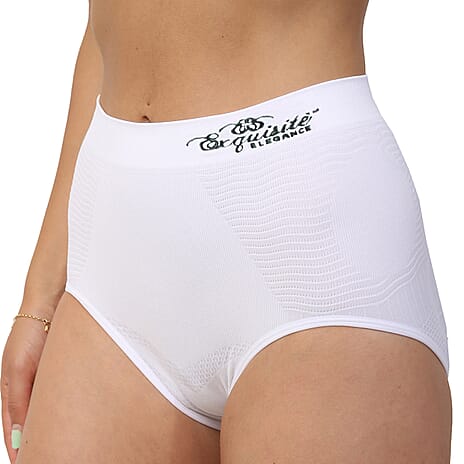 Exquisite Elegance Seamless High Waist Tummy Control Brief (Size XXL, 18 To 20) - White