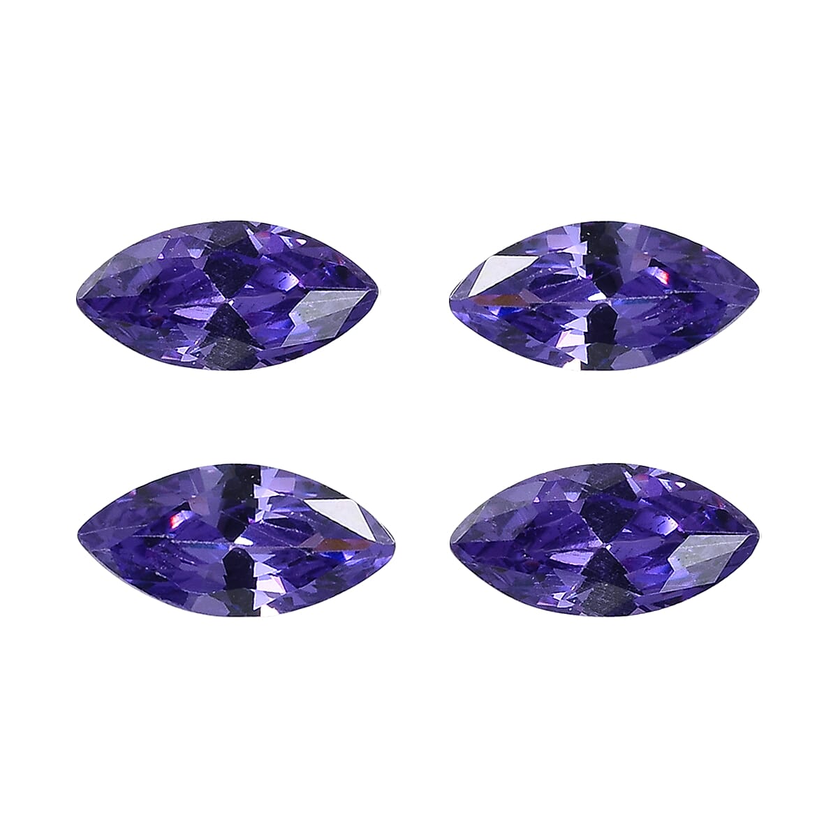 Set Of 4 Blue Cubic Zirconia Marquee 5X2.5 mm Gemstone, 0.78 Ct