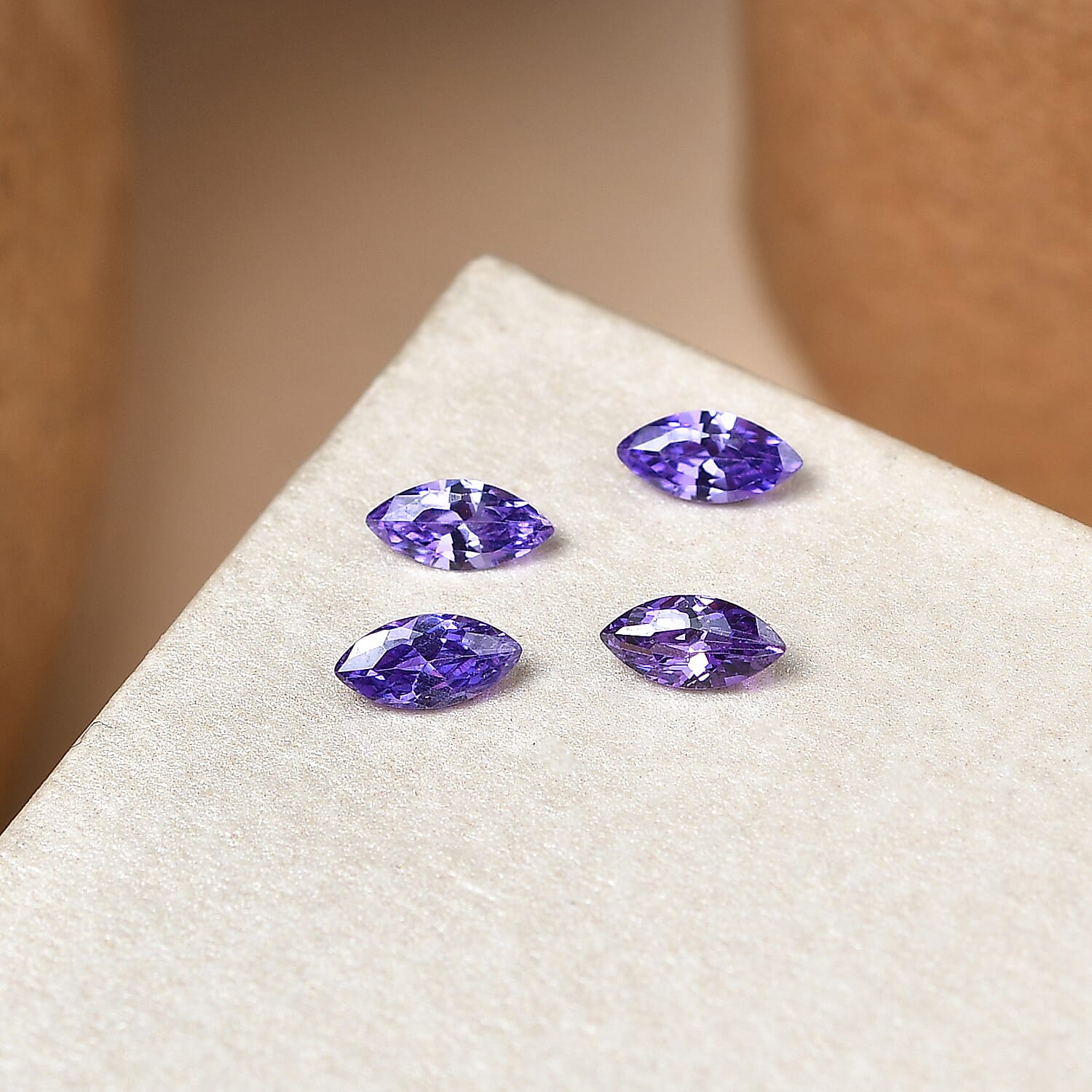 Set Of 4 Blue Cubic Zirconia Marquee 5X2.5 mm Gemstone, 0.78 Ct