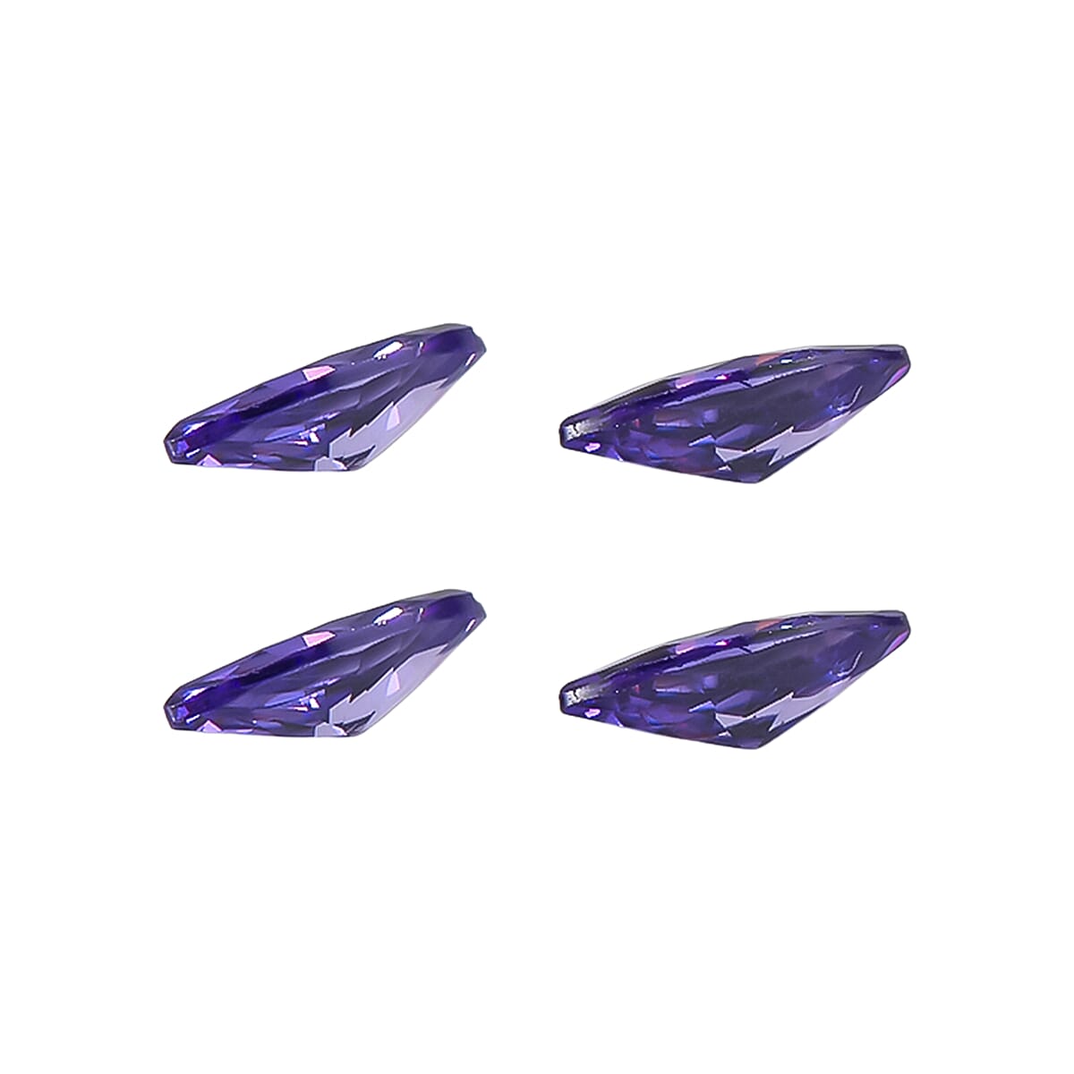 Set Of 4 Blue Cubic Zirconia Marquee 5X2.5 mm Gemstone, 0.78 Ct