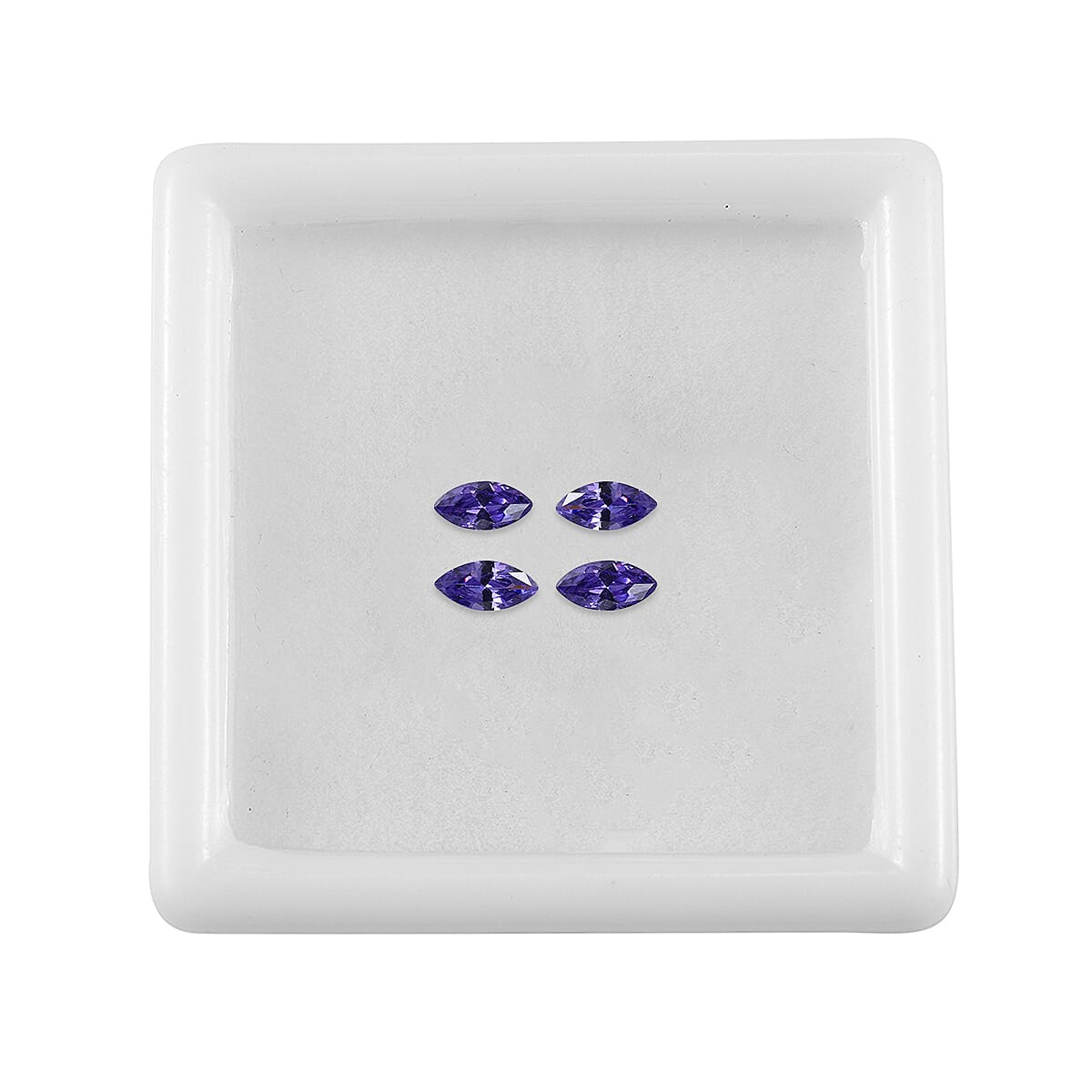 Set Of 4 Blue Cubic Zirconia Marquee 5X2.5 mm Gemstone, 0.78 Ct