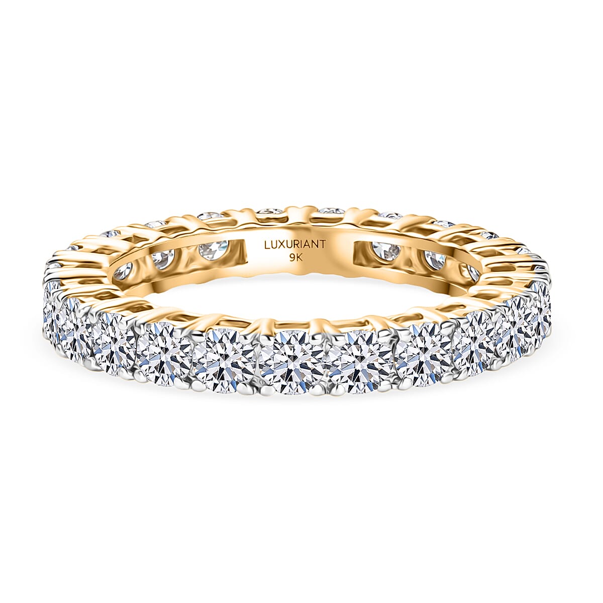 Luxuriant 9K Yellow Gold SGL Certified VS-E-F Lab Grown Diamond Band Ring 2.00 Ct.