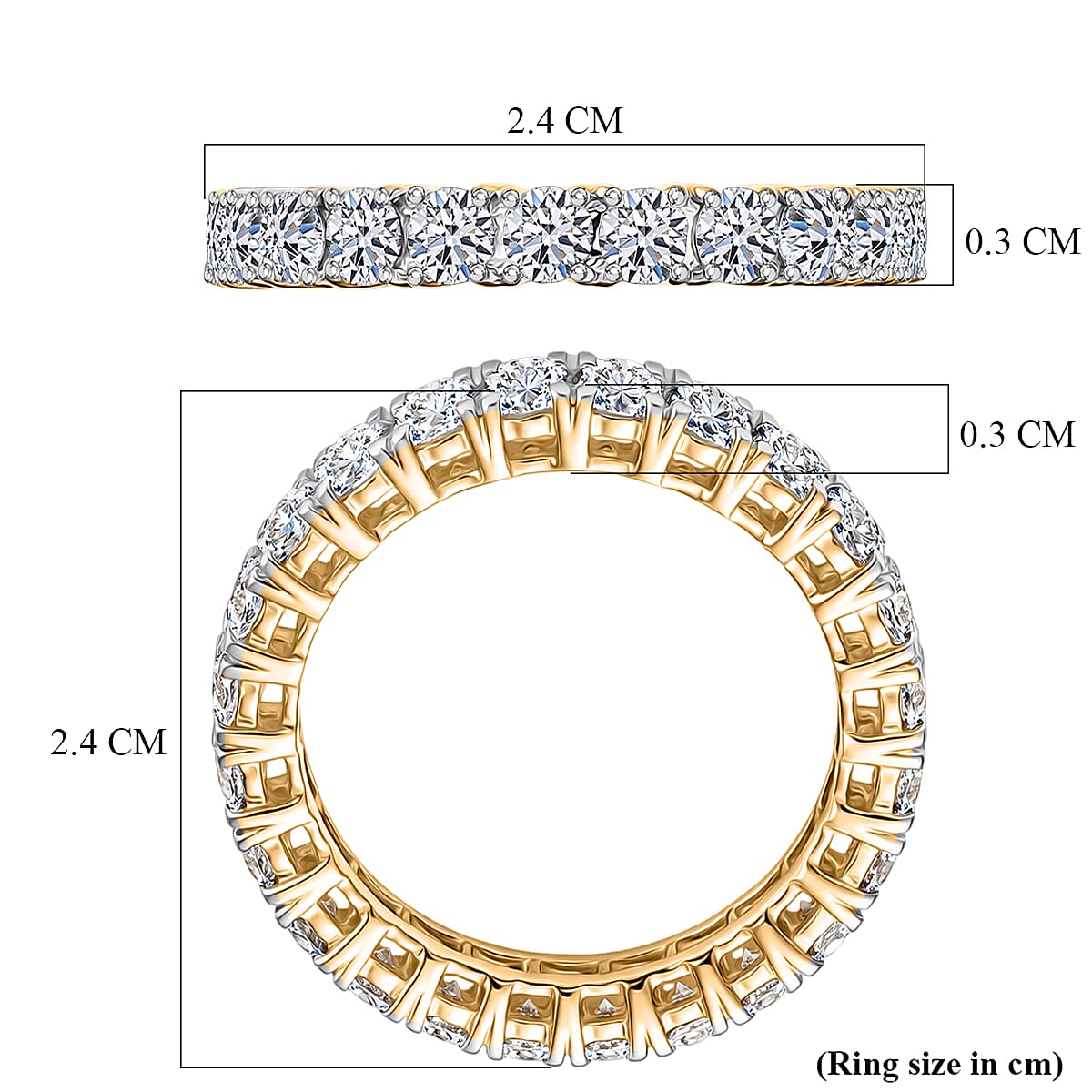 Luxuriant 9K Yellow Gold SGL Certified VS-E-F Lab Grown Diamond  Band Ring 2.07 Ct, Gold Wt. 2.35 Gms