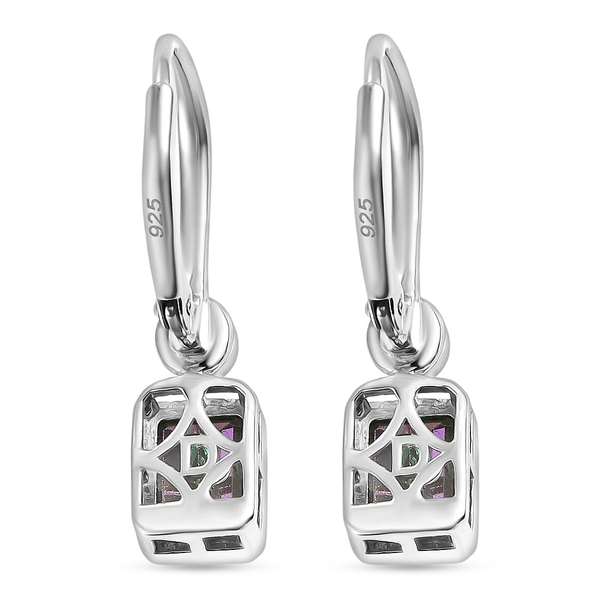 D'Joy Mystic Topaz & Fresh Water Pearl Solitaire Lever Back Earring in Rhodium Overlay Sterling Silver 3.18 Ct.