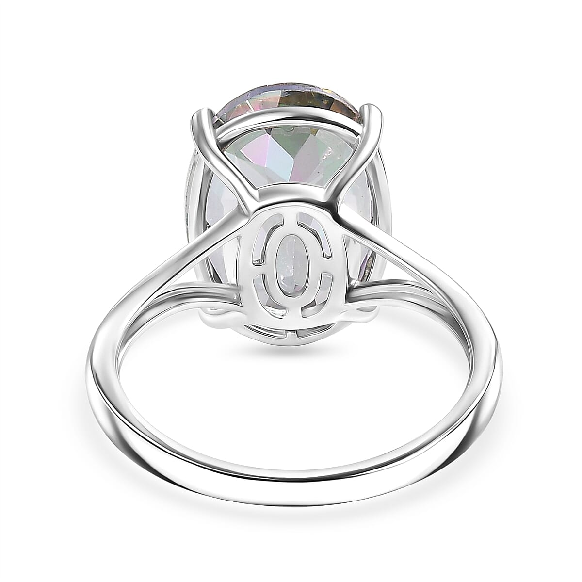 D'Joy Mystic Topaz Solitaire Ring in Rhodium Overlay Sterling Silver  7.25 Ct.