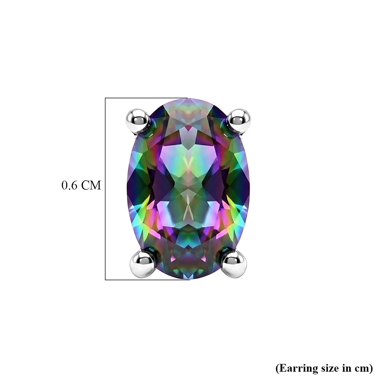 Mystic Topaz Solitaire Stud Push Post Earring in Platinum Overlay Sterling Silver 1.11 Ct.