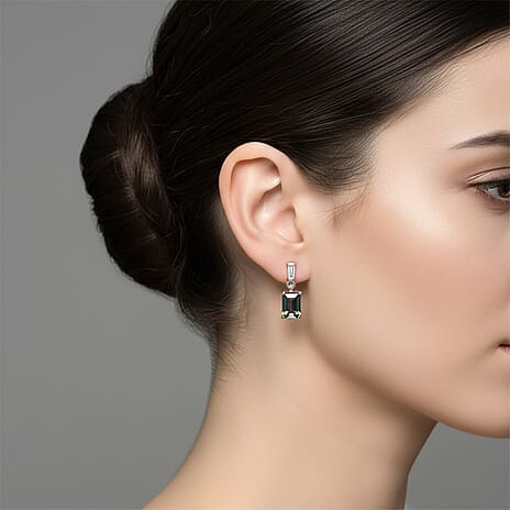 D'Joy Mystic Topaz & White Topaz Dangling Earring with Push Post in Rhodium Overlay Sterling Silver 1.50 Ct.