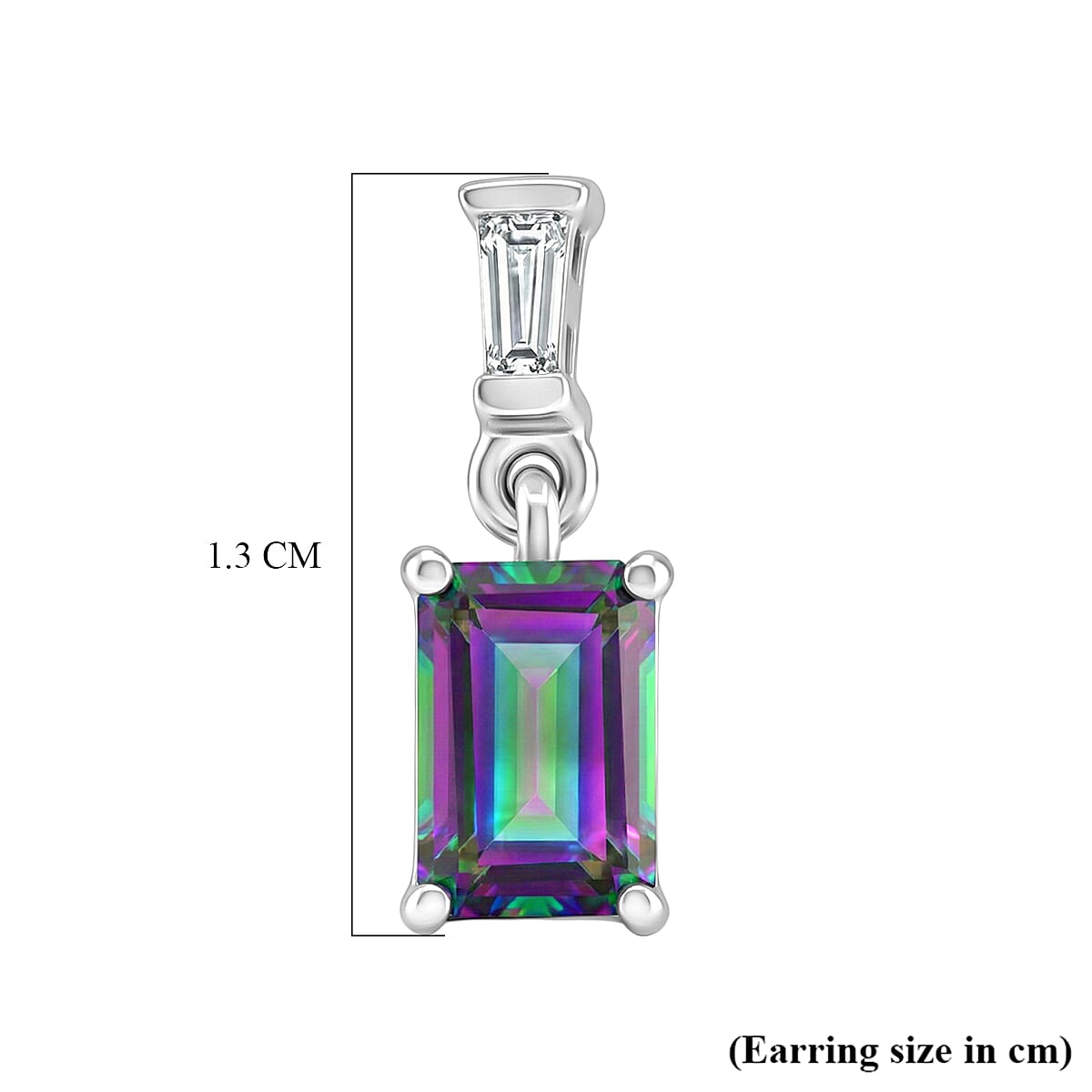 D'Joy Mystic Topaz & White Topaz Dangling Earring with Push Post in Rhodium Overlay Sterling Silver 1.50 Ct.