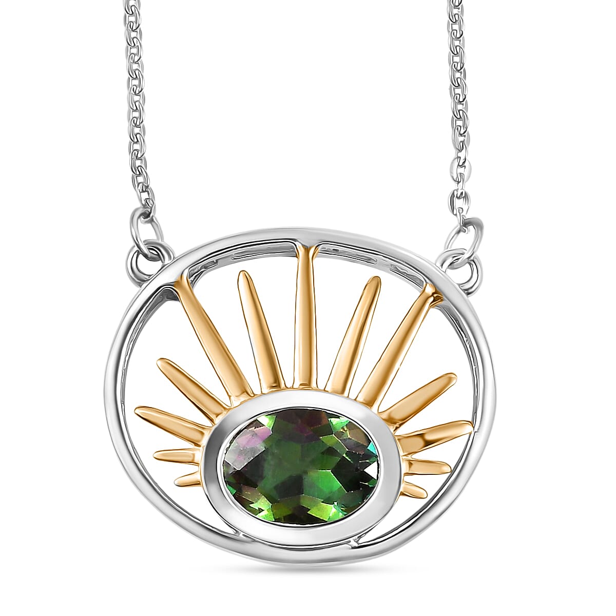 D'Joy Mystic Topaz Gallardo & Blaine Necklace (Size - 20) with Lobster Clasp in Yellow Gold Plated & Platinum Overlay Sterling Silver 1.61 Ct.