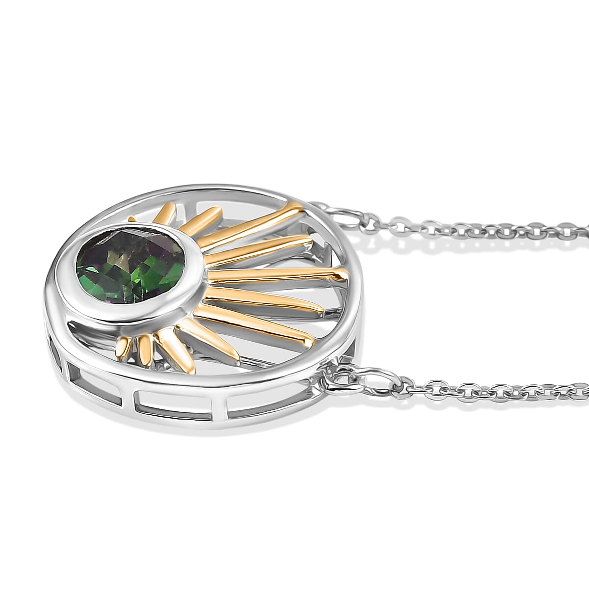 D'Joy Mystic Topaz Gallardo & Blaine Necklace (Size - 20) with Lobster Clasp in Yellow Gold Plated & Platinum Overlay Sterling Silver 1.61 Ct.