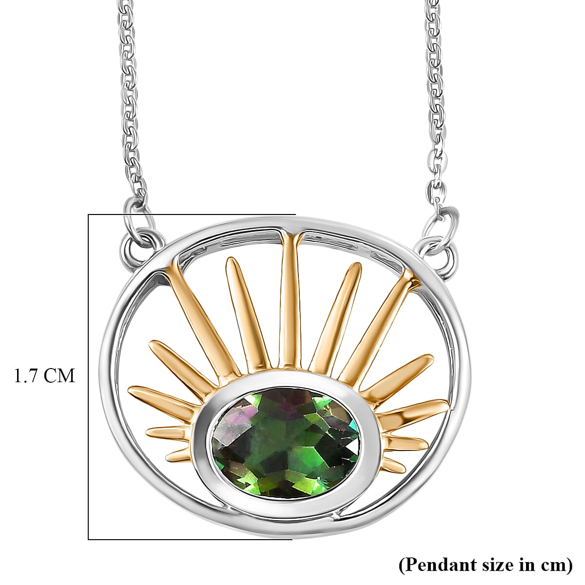 D'Joy Mystic Topaz Gallardo & Blaine Necklace (Size - 20) with Lobster Clasp in Yellow Gold Plated & Platinum Overlay Sterling Silver 1.61 Ct.