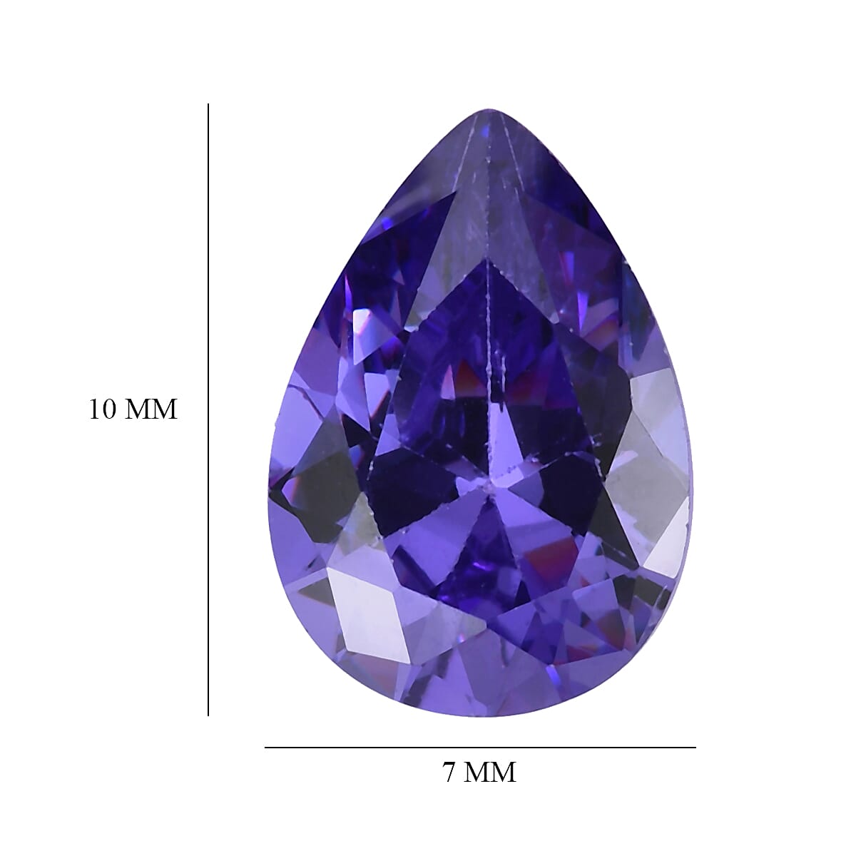 Blue Cubic Zirconia Pear 10X7 mm Gemstone, 2.90 Ct