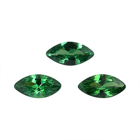 Set Of 3 Green Cubic Zirconia Marquee 6X3 mm Gemstone, 1.00 Ct