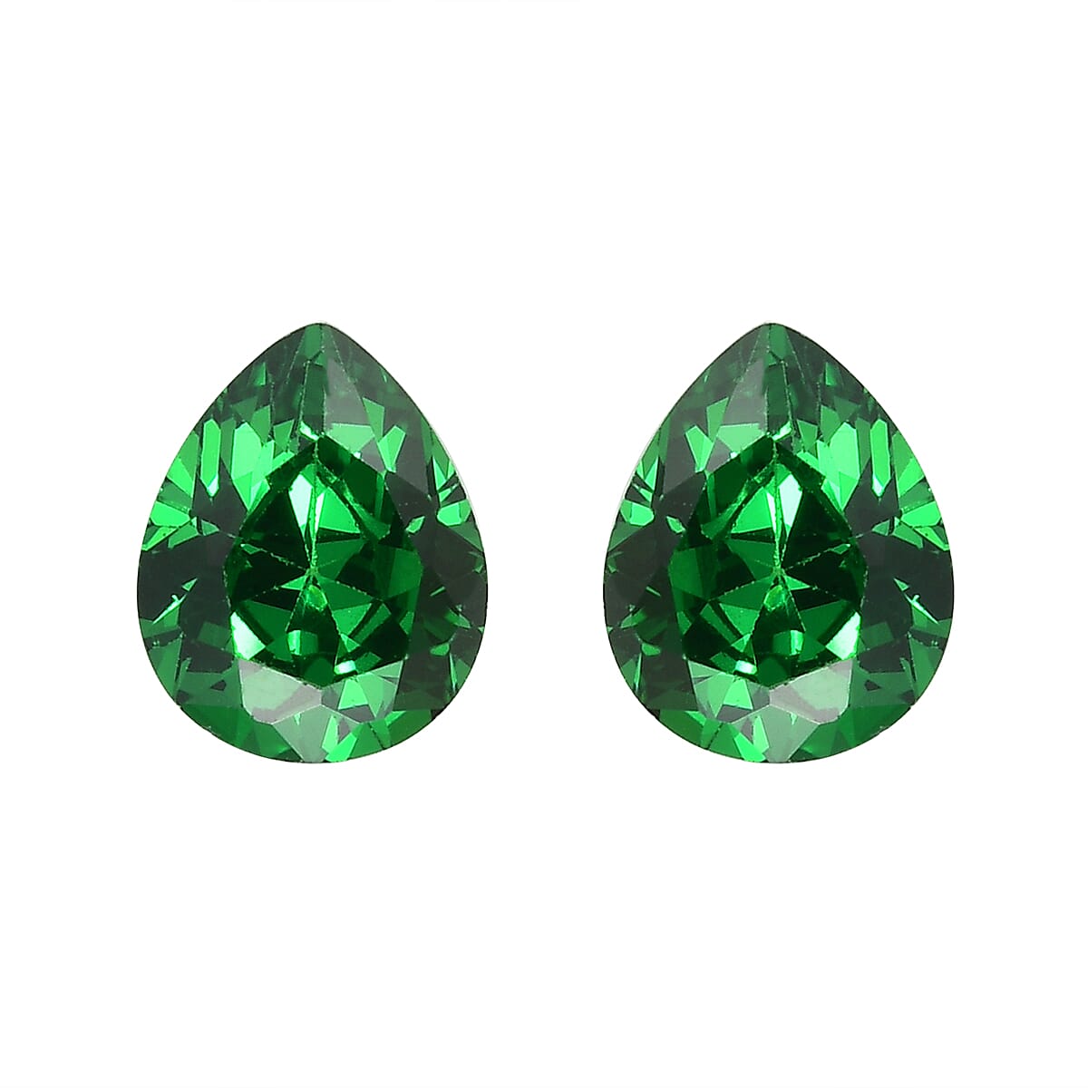 Set Of 2 Green Cubic Zirconia Pear 5X4 mm Gemstone, 1.01 Ct