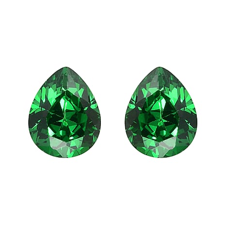 Set Of 2 Green Cubic Zirconia Pear 5X4 mm Gemstone, 1.01 Ct