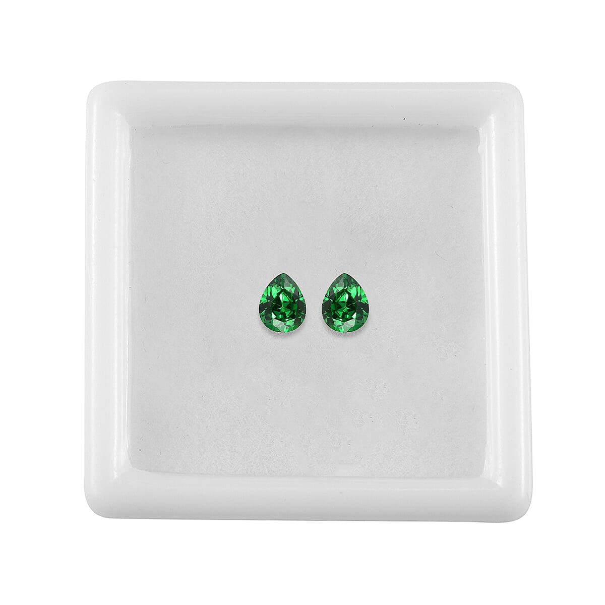 Set Of 2 Green Cubic Zirconia Pear 5X4 mm Gemstone, 1.01 Ct