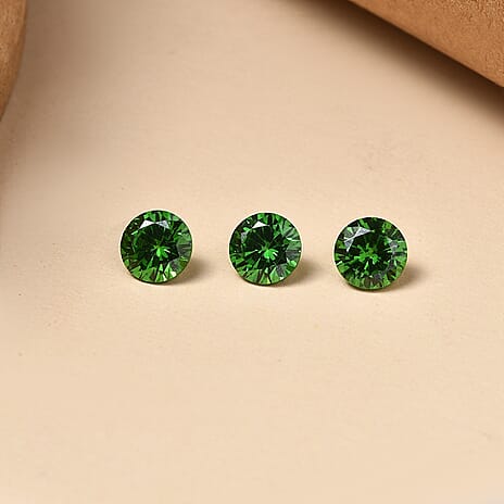 Set Of 3 Green Cubic Zirconia Round 6 mm Gemstone, 4.03 Ct