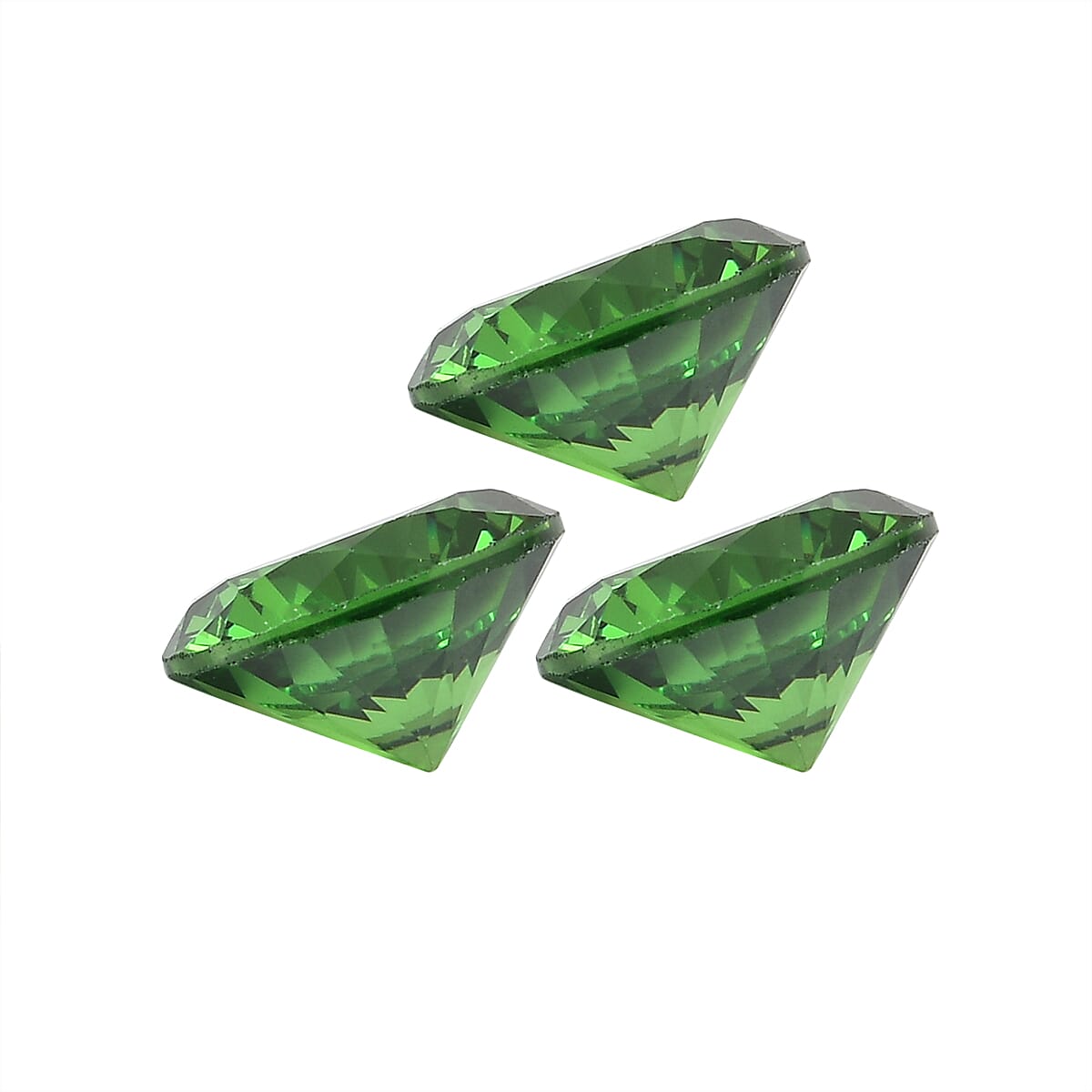 Set Of 3 Green Cubic Zirconia Round 6 mm Gemstone, 4.03 Ct