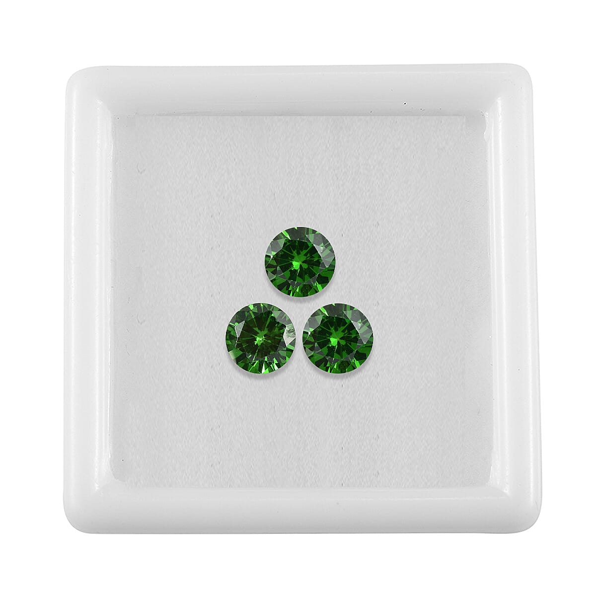 Set Of 3 Green Cubic Zirconia Round 6 mm Gemstone, 4.03 Ct