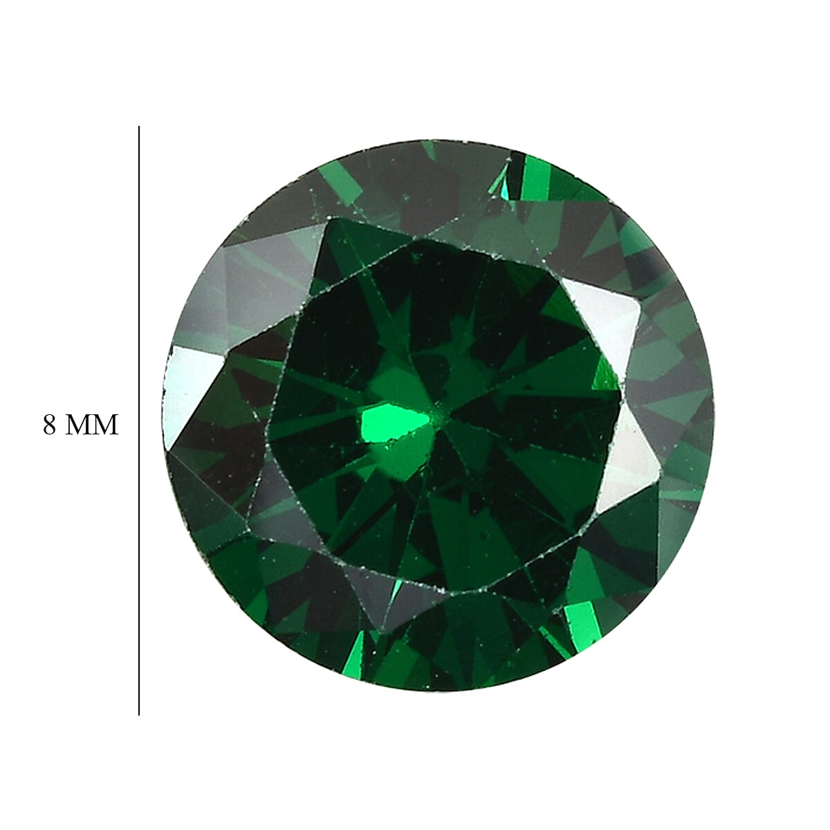 Green Cubic Zirconia Round 8 mm Gemstone, 6.40 Ct