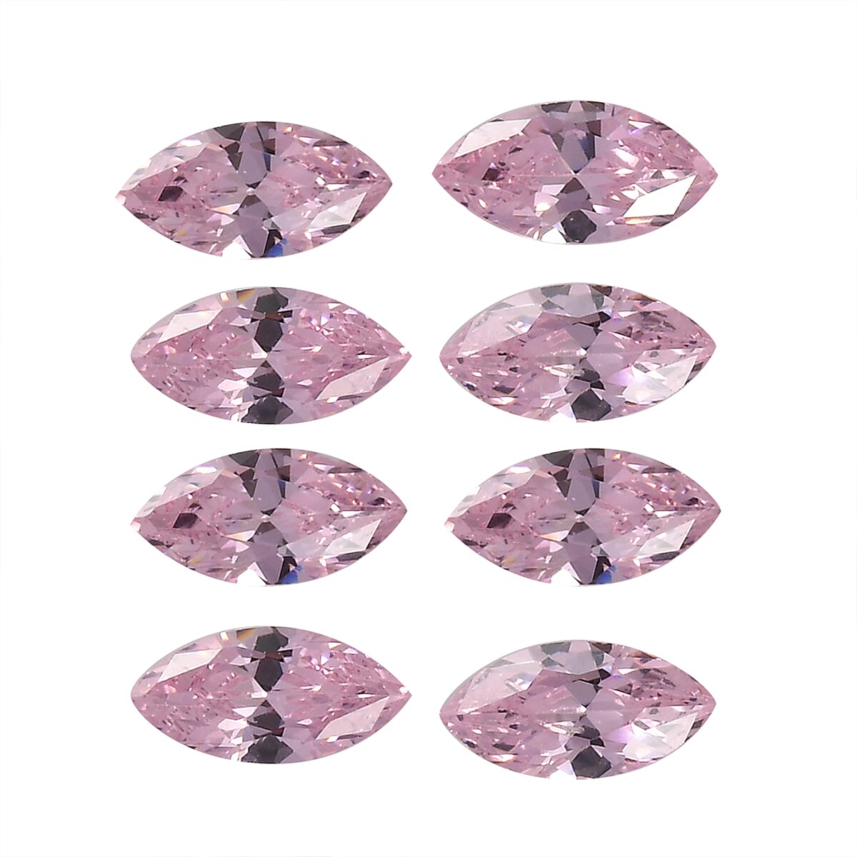 Set Of 8 Pink Cubic Zirconia Marquee 5X2.5 mm Gemstone, 1.89 Ct