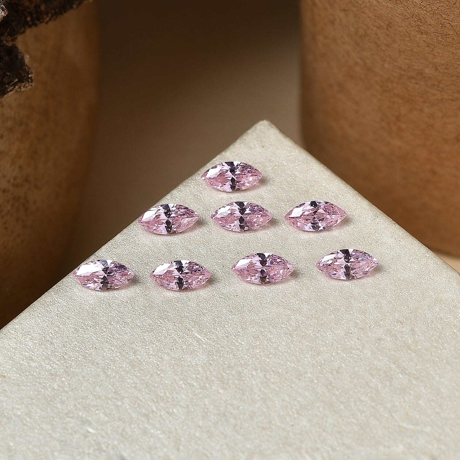 Set Of 8 Pink Cubic Zirconia Marquee 5X2.5 mm Gemstone, 1.89 Ct