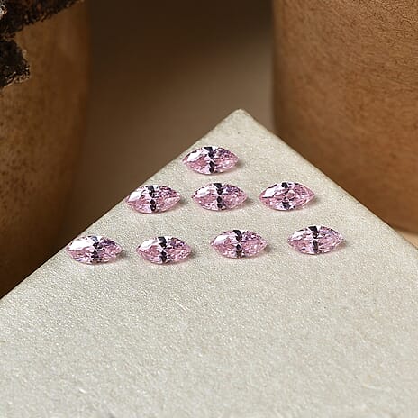 Set Of 8 Pink Cubic Zirconia Marquee 5X2.5 mm Gemstone, 1.89 Ct