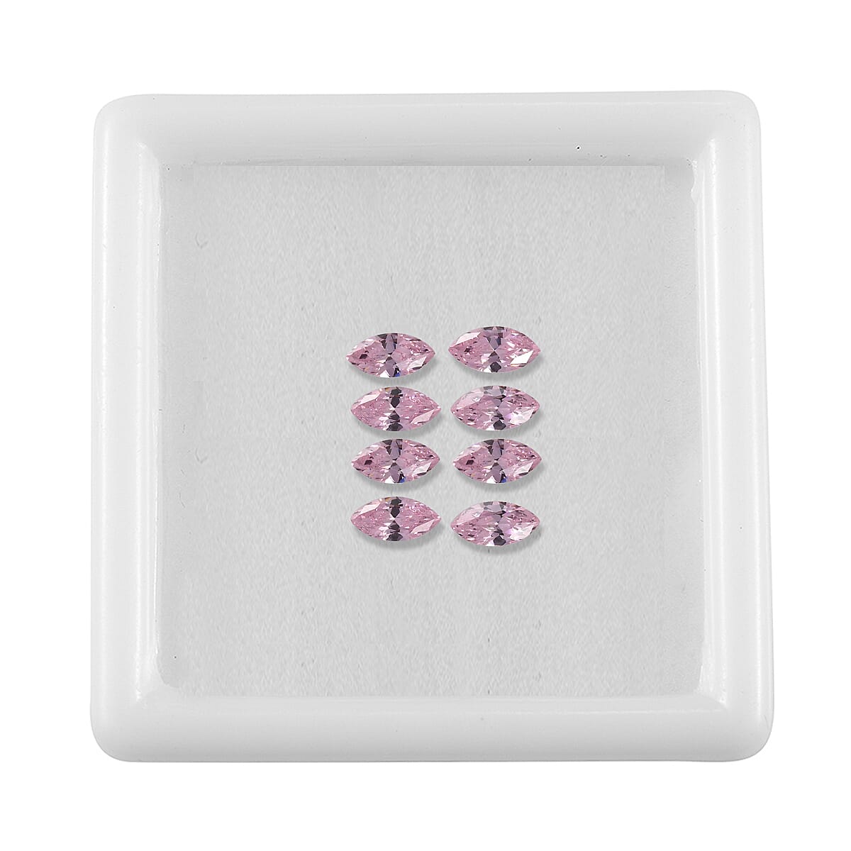 Set Of 8 Pink Cubic Zirconia Marquee 5X2.5 mm Gemstone, 1.89 Ct