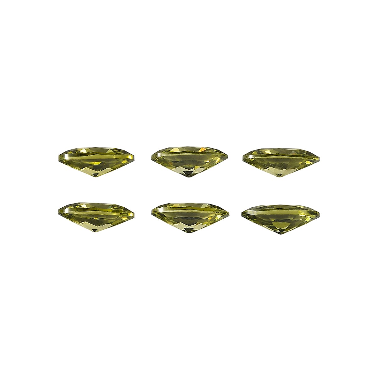 Set Of 6 Peridot Cubic Zirconia Oval Cut Cut 5X3 mm Gemstone, 2.03 Ct