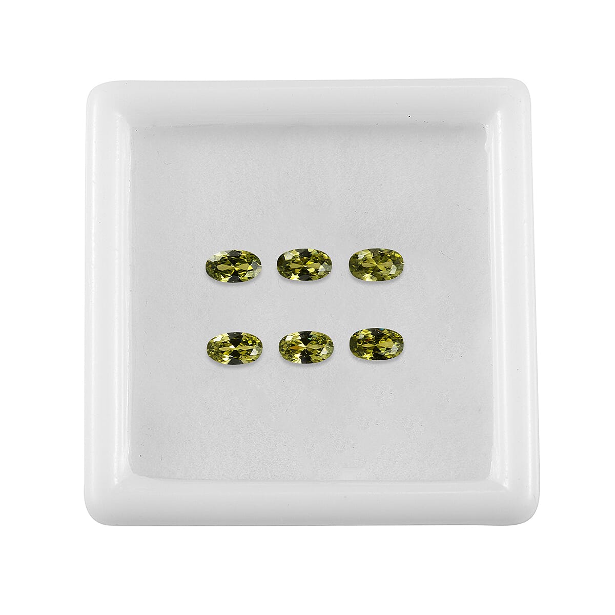 Set Of 6 Peridot Cubic Zirconia Oval Cut Cut 5X3 mm Gemstone, 2.03 Ct