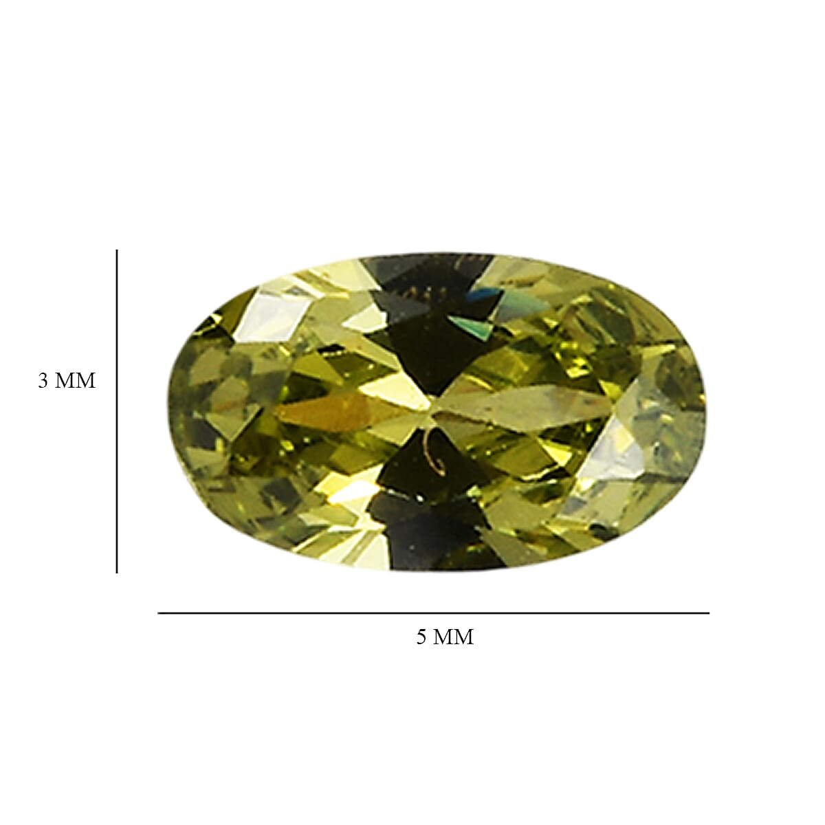 Set Of 6 Peridot Cubic Zirconia Oval Cut Cut 5X3 mm Gemstone, 2.03 Ct