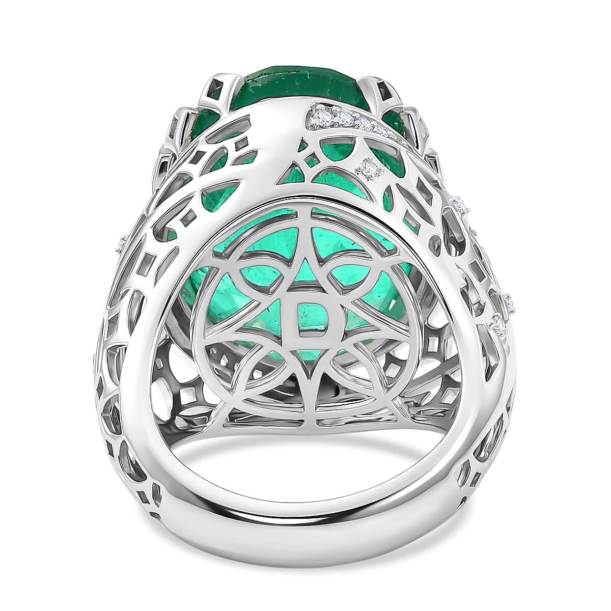 D'Joy Emeraldine Triplet Quartz & White Zircon in Rhodium Overlay Sterling Silver 19.83 Ct, Silver Wt. 6.72 Gms