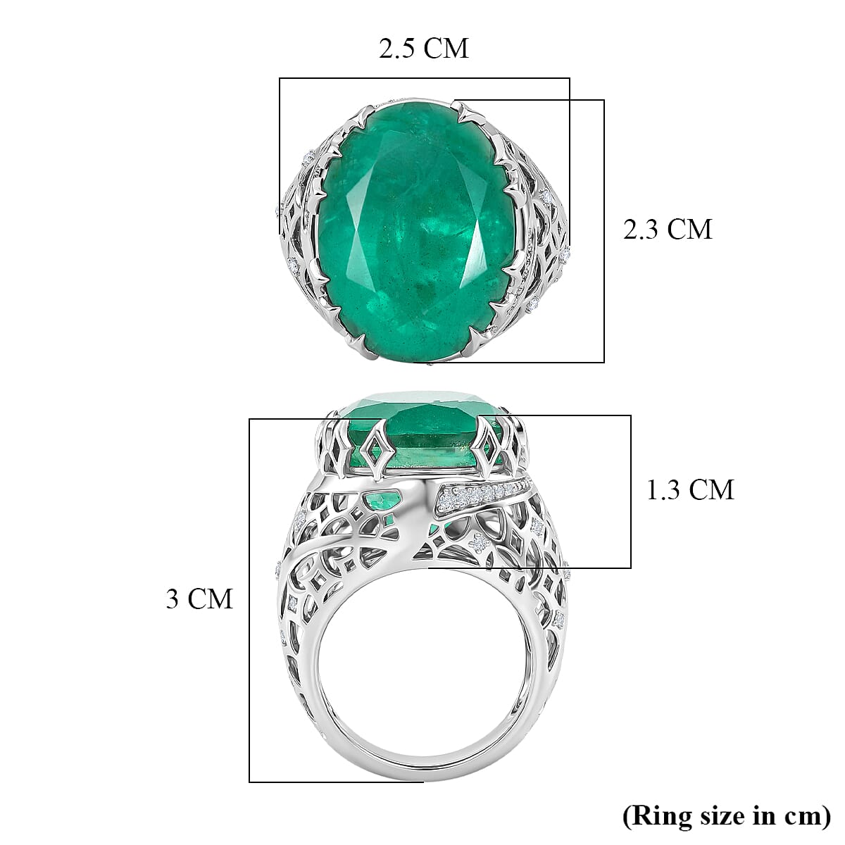 D'Joy Emeraldine Triplet Quartz & White Zircon in Rhodium Overlay Sterling Silver 19.83 Ct, Silver Wt. 6.72 Gms