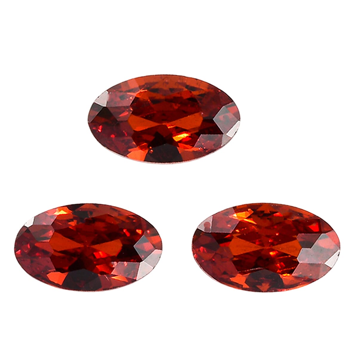 Set Of 3 Garnet Cubic Zirconia Oval Cut Cut 5X3 mm Gemstone, 0.97 Ct