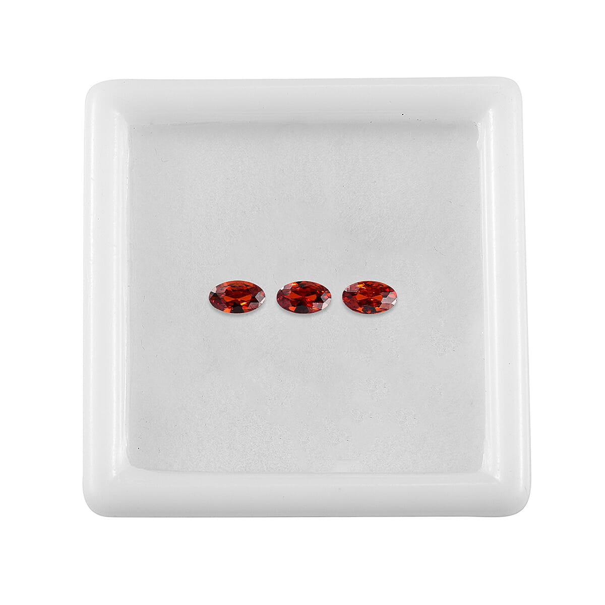 Set Of 3 Garnet Cubic Zirconia Oval Cut Cut 5X3 mm Gemstone, 0.97 Ct