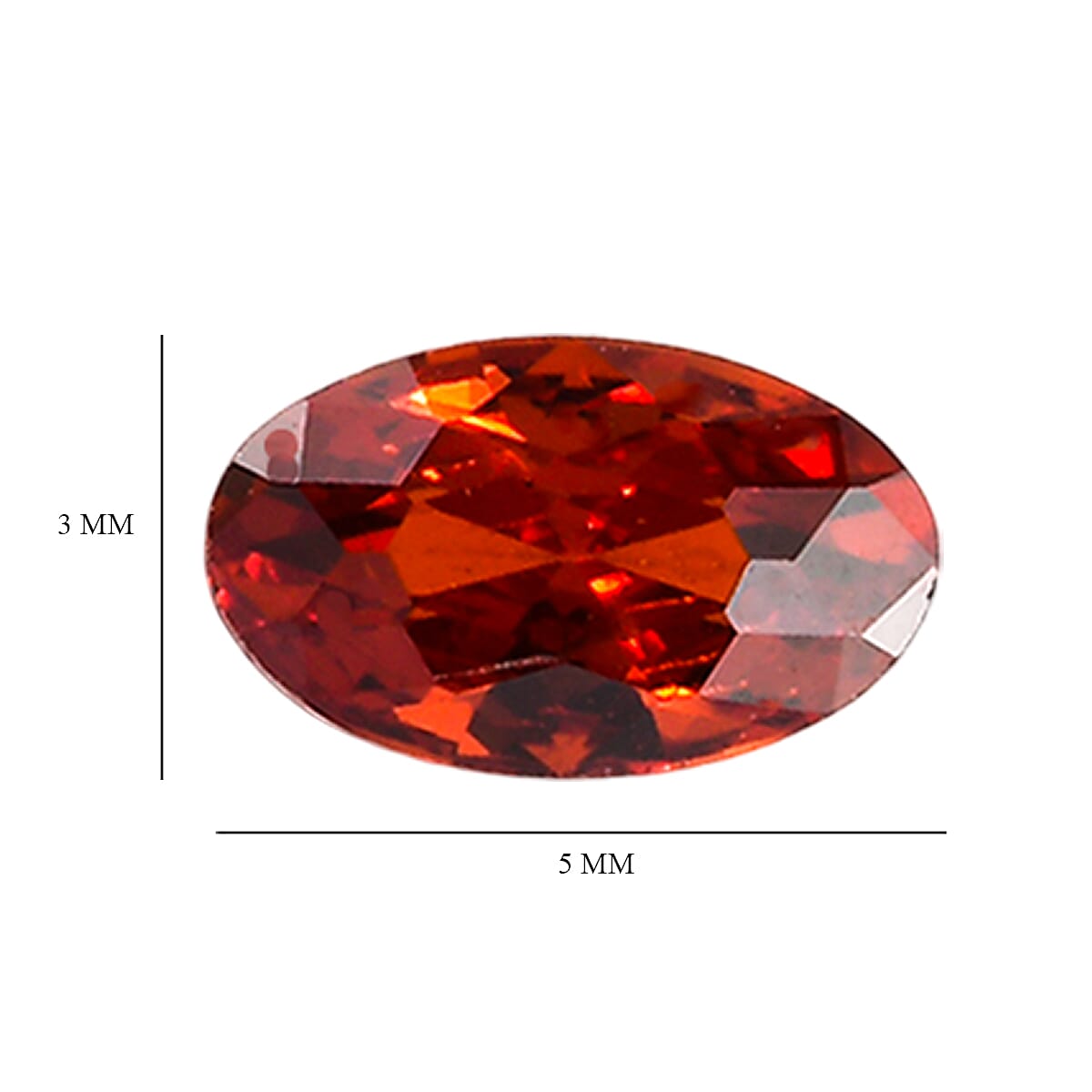 Set Of 3 Garnet Cubic Zirconia Oval Cut Cut 5X3 mm Gemstone, 0.97 Ct