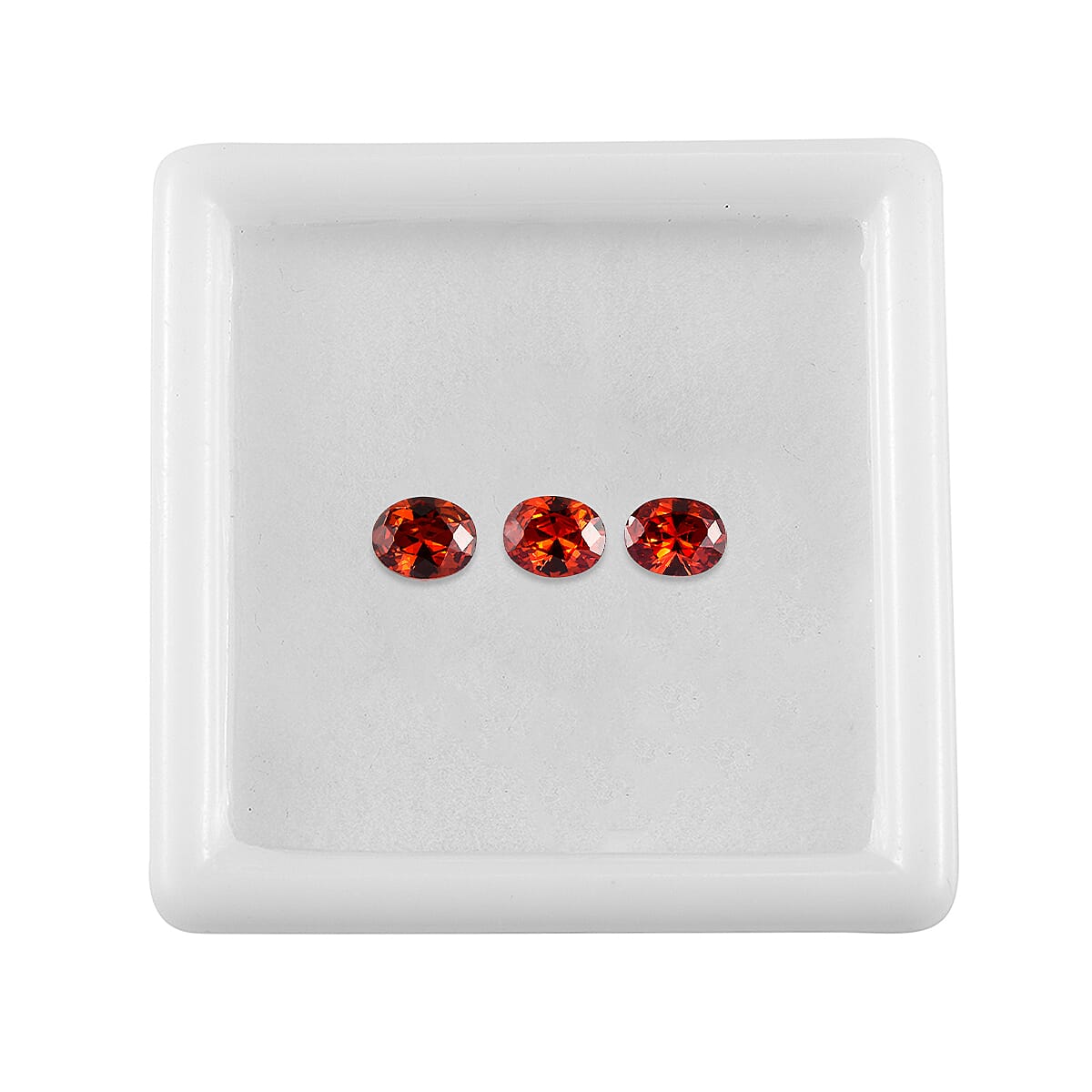 Set Of 3 Garnet Cubic Zirconia Oval Cut Cut 5X4 mm Gemstone, 1.51 Ct