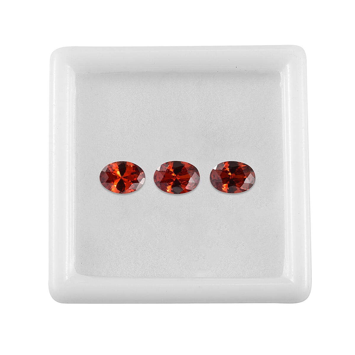 Set Of 3 Garnet Cubic Zirconia Oval Cut 7X5 mm Gemstone, 3.60 Ct