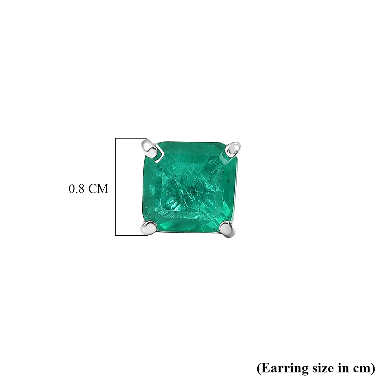 Emeraldine Triplet Quartz Solitaire Stud Push Post Earring in Platinum Overlay Sterling Silver 3.35 Ct.